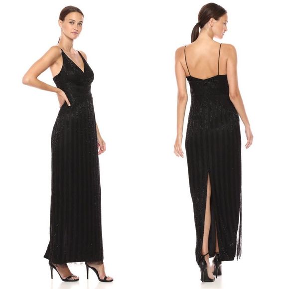 Adrianna Papell beaded Spaghetti Strap V-Neck Gown - Picture 2 of 8